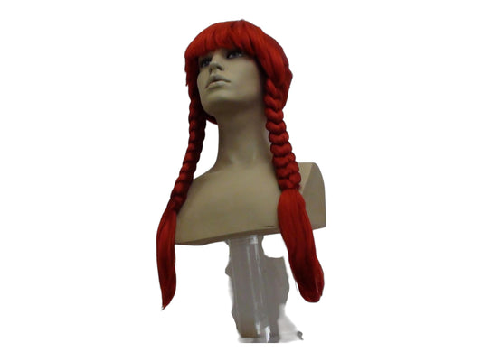 Gauloise Villager Red Wig With Two Braids About 20 Inches Long Costume Wig
