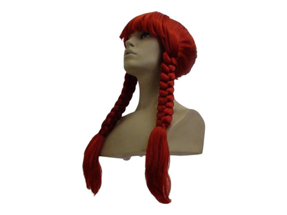 Gauloise Villager Red Wig With Two Braids About 20 Inches Long Costume Wig