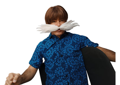 White Gerald Legendary Villain-inspired Oversized Mustache With Wire Frame Cosplay Character's Long Moustache With Rubber Band