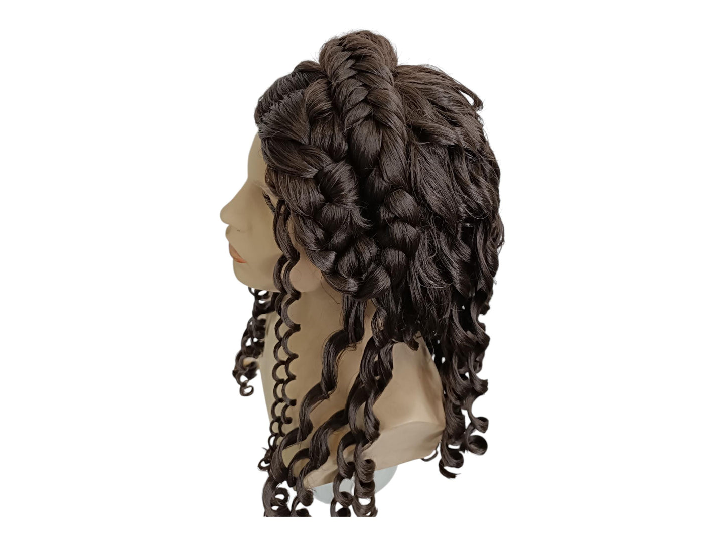 Helen Of Troy Wig – Dark Brown Version Goddess Wig With Braids And Long Curls – Historical Theater Wig – Medieval, Baroque, Hair