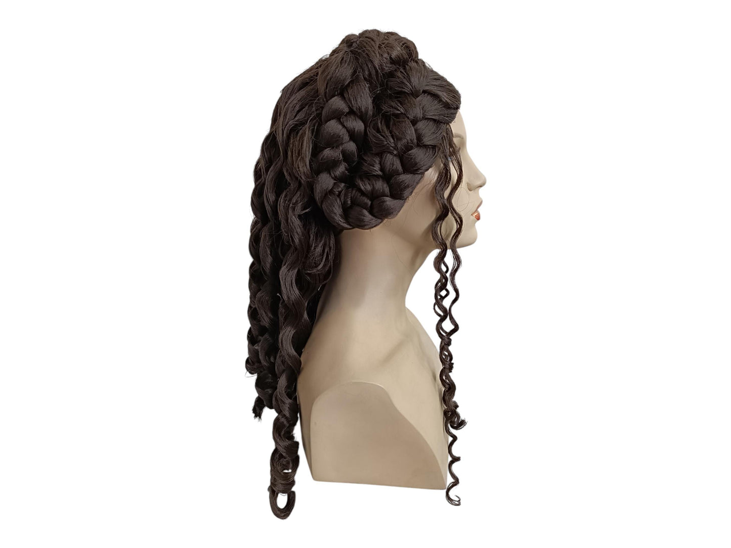 Helen Of Troy Wig – Dark Brown Version Goddess Wig With Braids And Long Curls – Historical Theater Wig – Medieval, Baroque, Hair