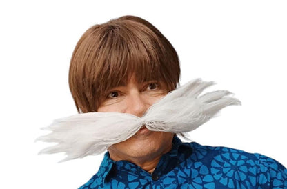 White Gerald Legendary Villain-inspired Oversized Mustache With Wire Frame Cosplay Character's Long Moustache With Rubber Band