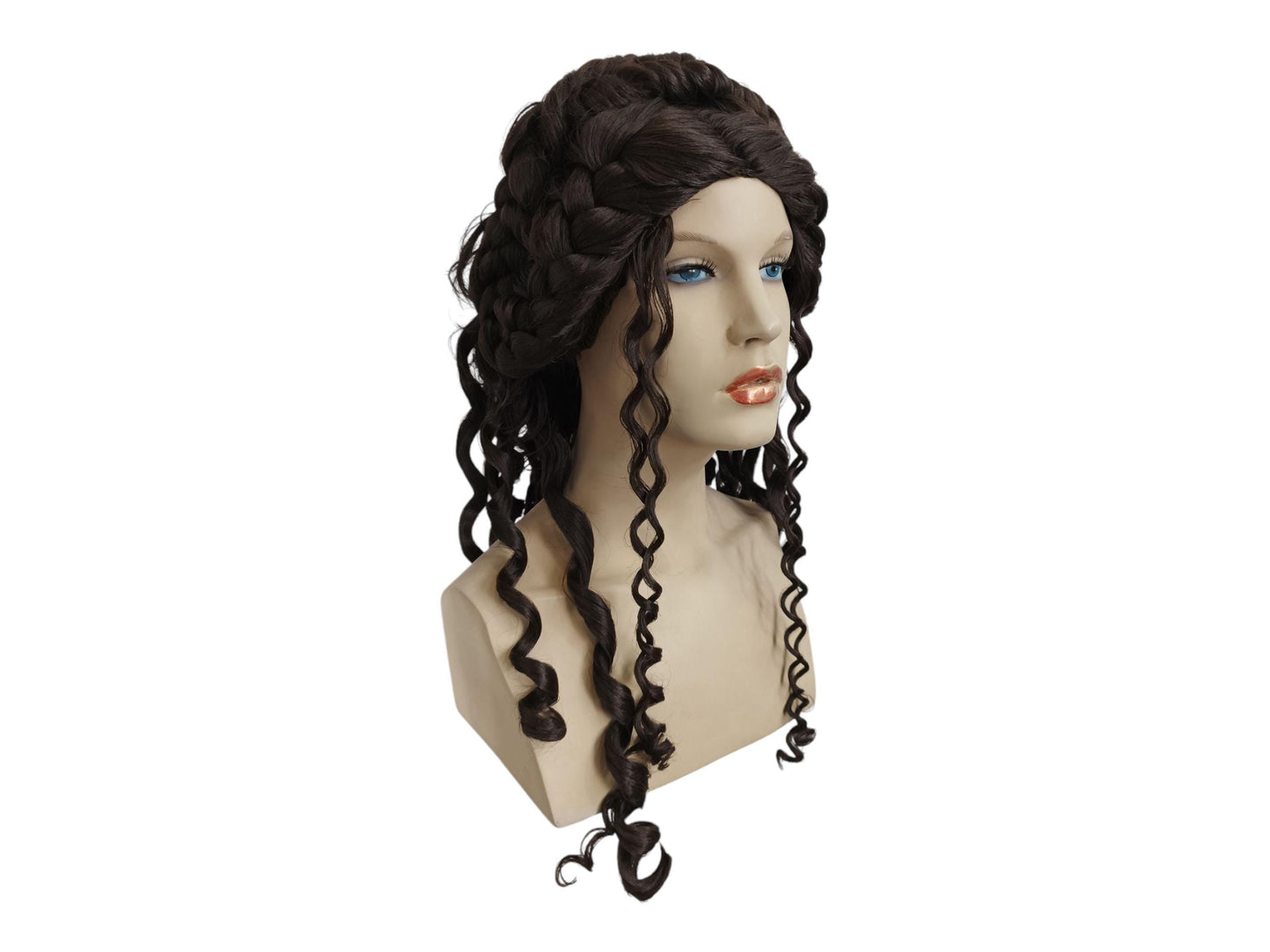 Helen Of Troy Wig – Dark Brown Version Goddess Wig With Braids And Long Curls – Historical Theater Wig – Medieval, Baroque, Hair