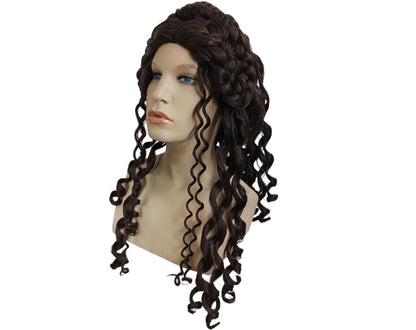 Helen Of Troy Wig – Dark Brown Version Goddess Wig With Braids And Long Curls – Historical Theater Wig – Medieval, Baroque, Hair