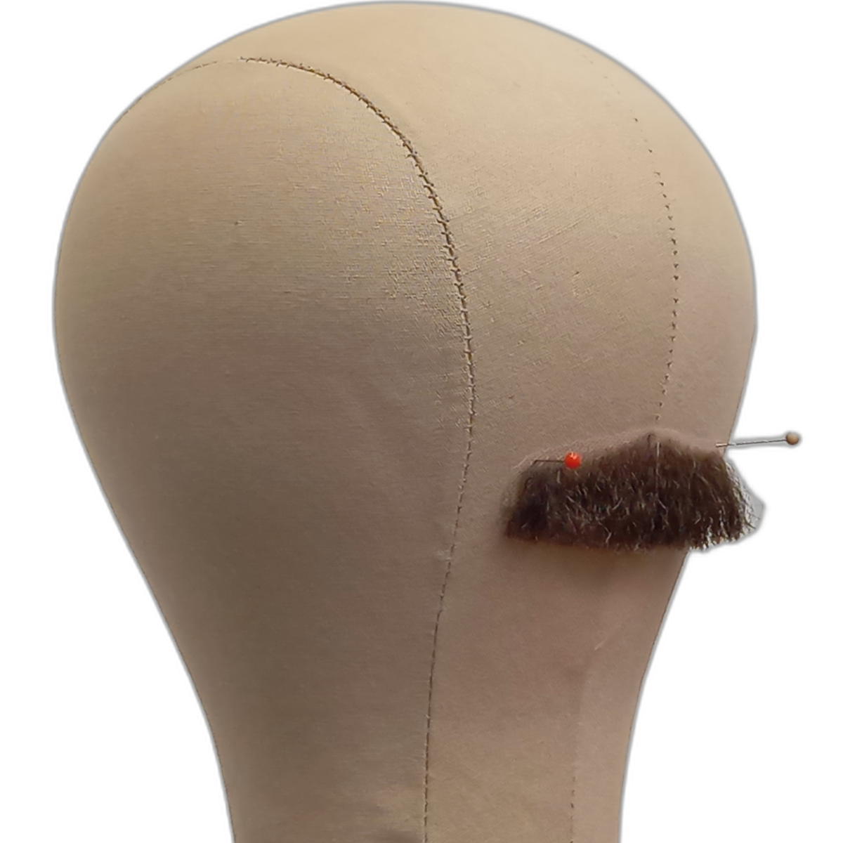 Handmade Brown Human Hair Moustache on Lace