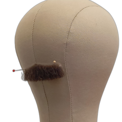 Handmade Brown Human Hair Moustache on Lace