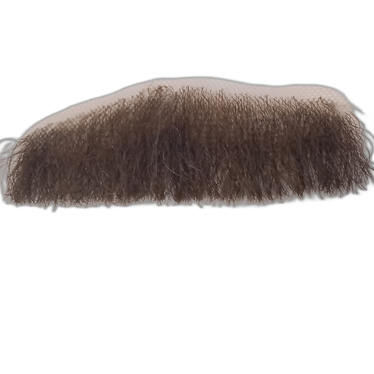 Handmade Brown Human Hair Moustache on Lace