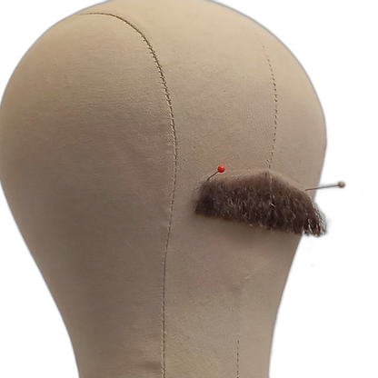 Handmade Brown Human Hair Moustache on Lace