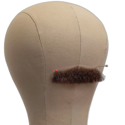 Handmade Brown Human Hair Moustache on Lace