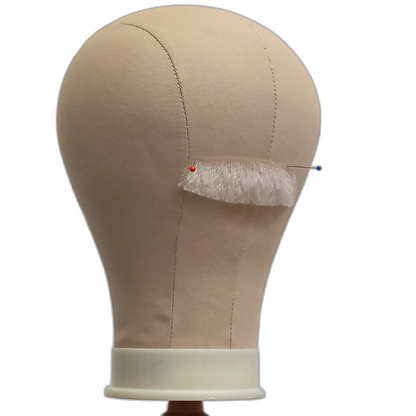 Handmade White Human Hair Moustache on Lace