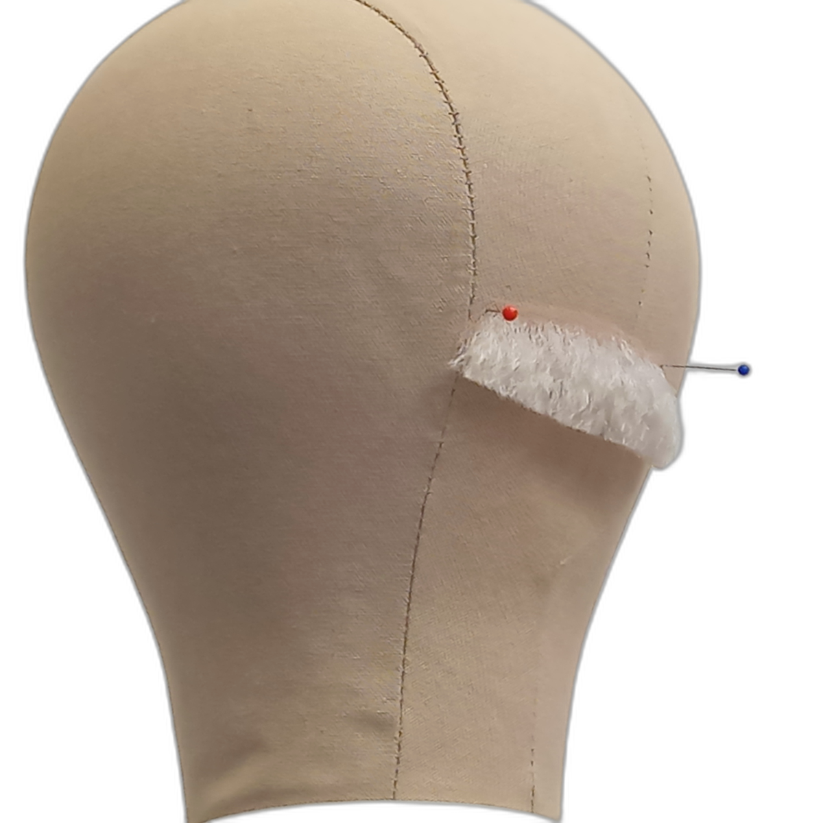 Handmade White Human Hair Moustache on Lace