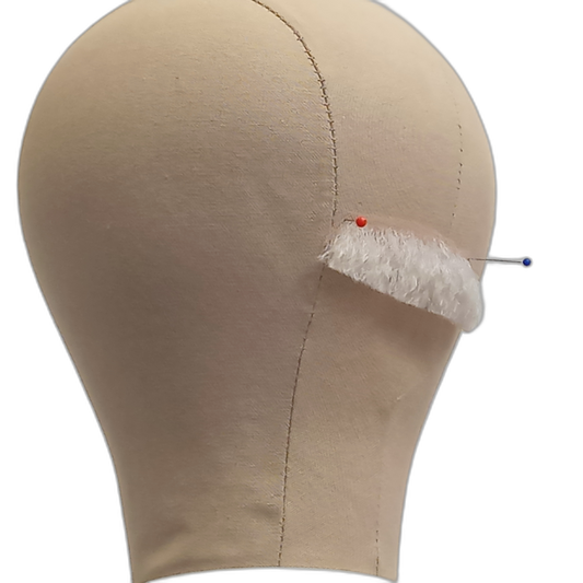 Handmade White Human Hair Moustache on Lace