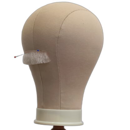 Handmade White Human Hair Moustache on Lace