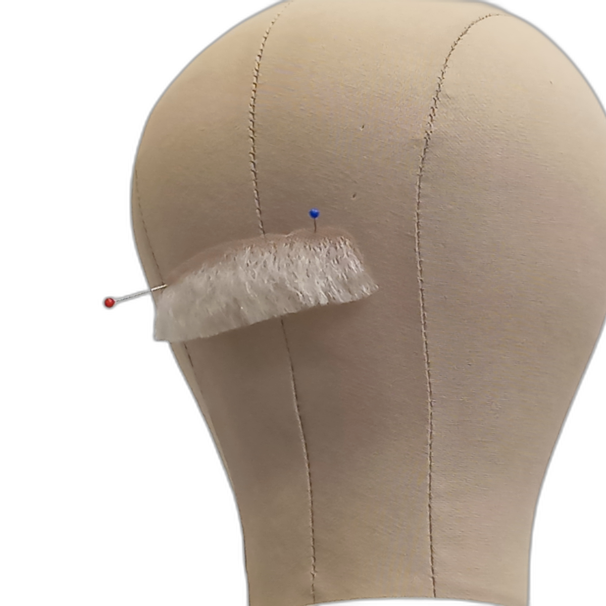 Handmade White Human Hair Moustache on Lace