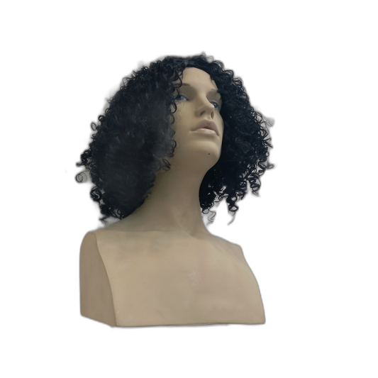 Kerry Shoulder Length Curly Black Wig with Small Ringlet Curls