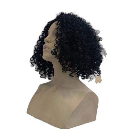 Kerry Shoulder Length Curly Black Wig with Small Ringlet Curls