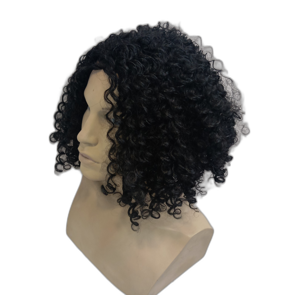 Kerry Shoulder Length Curly Black Wig with Small Ringlet Curls