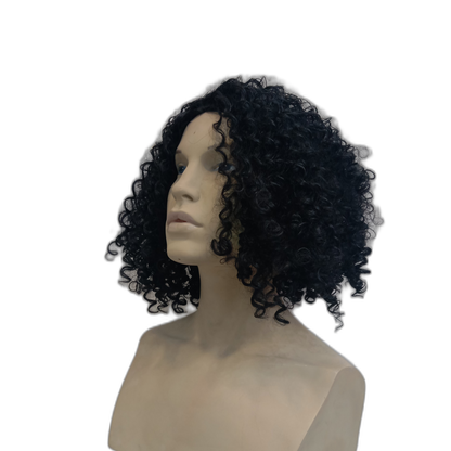 Kerry Shoulder Length Curly Black Wig with Small Ringlet Curls