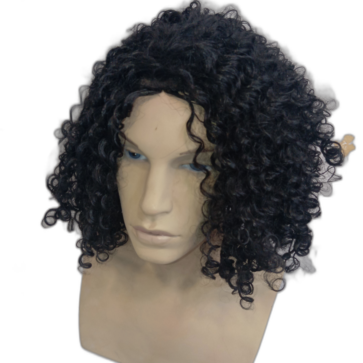 Kerry Shoulder Length Curly Black Wig with Small Ringlet Curls