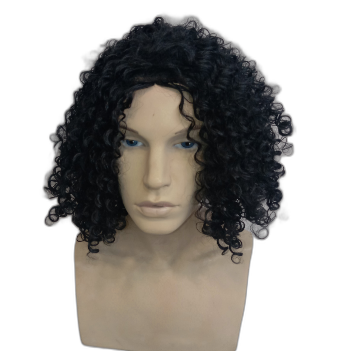 Kerry Shoulder Length Curly Black Wig with Small Ringlet Curls