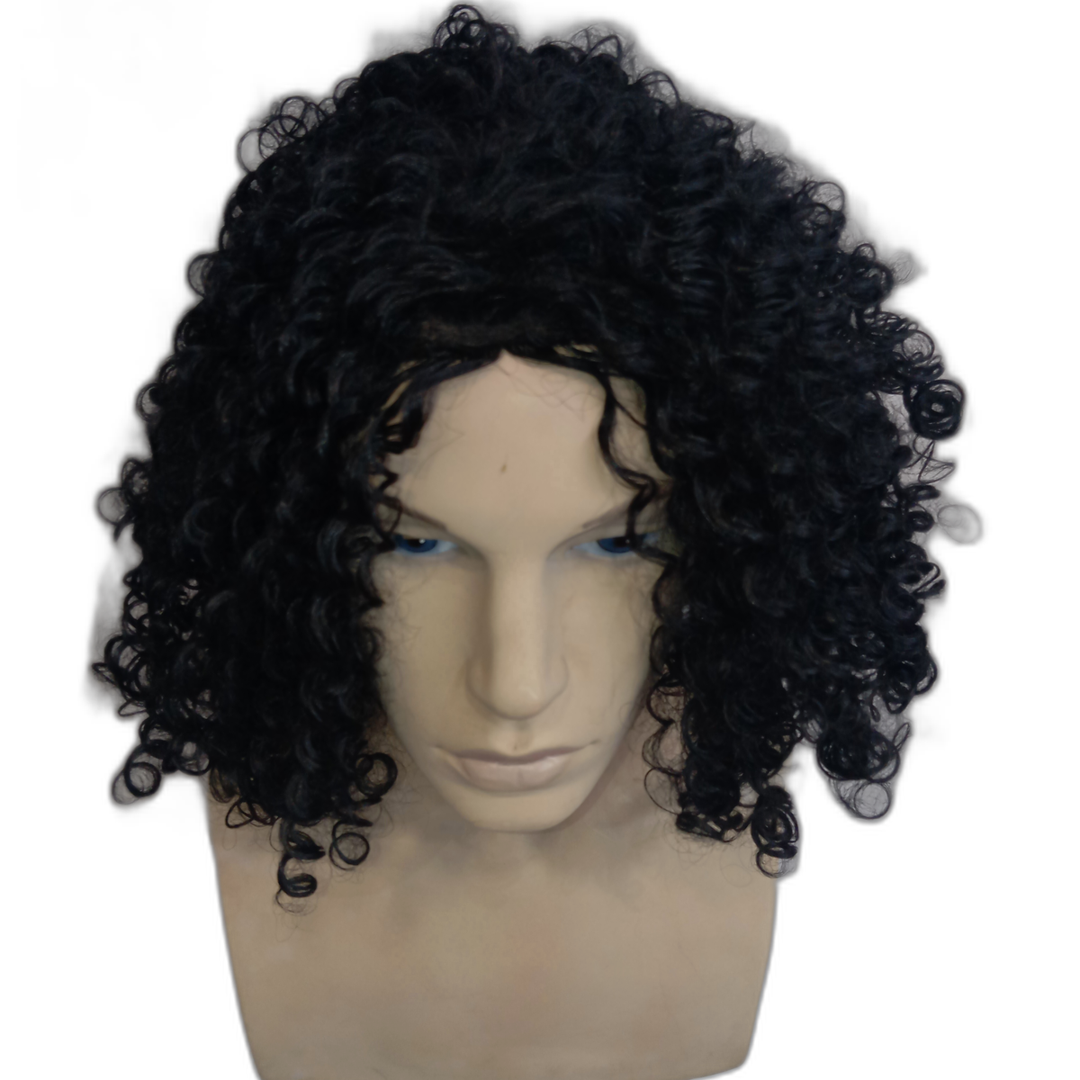 Kerry Shoulder Length Curly Black Wig with Small Ringlet Curls