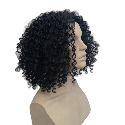 Kerry Shoulder Length Curly Black Wig with Small Ringlet Curls