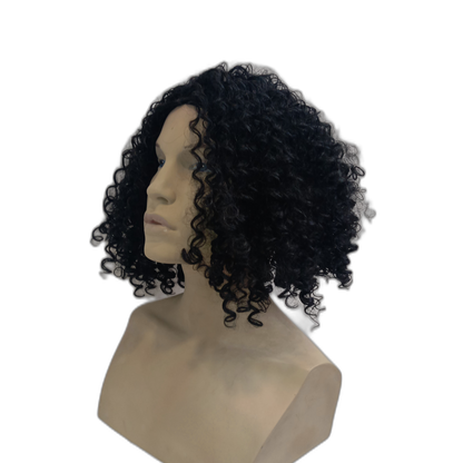 Kerry Shoulder Length Curly Black Wig with Small Ringlet Curls