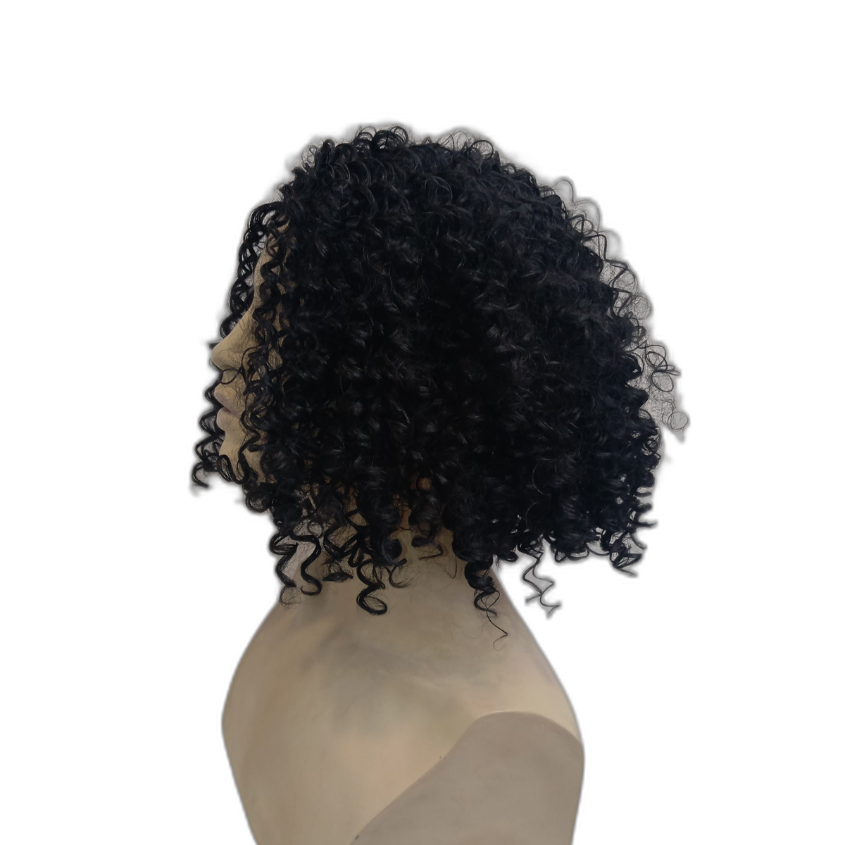 Kerry Shoulder Length Curly Black Wig with Small Ringlet Curls