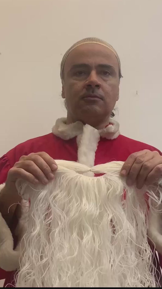 Professional Santa Claus'  Beard ONLY with two rubber ribbons Egg-White Color