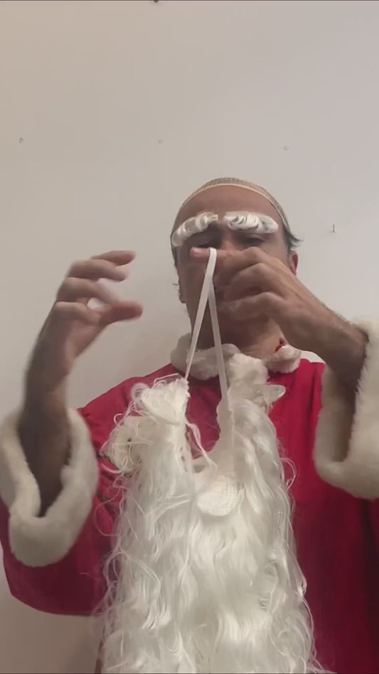 Professional Santa Claus'  Set Wig Beard and eyebrows White color