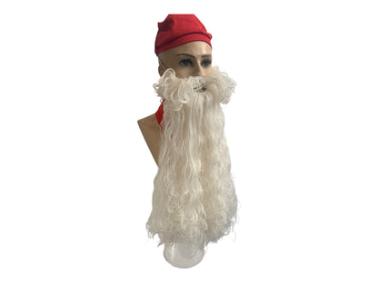 Professional Santa Claus'  Beard ONLY with two rubber ribbons Egg-White Color