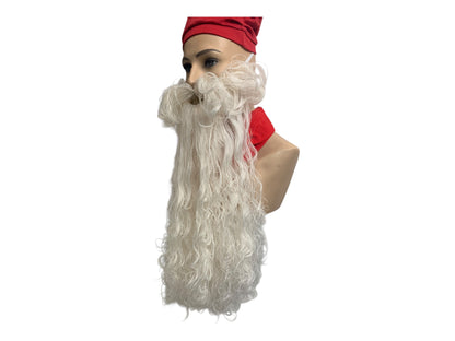 Professional Santa Claus'  Beard ONLY with two rubber ribbons Egg-White Color
